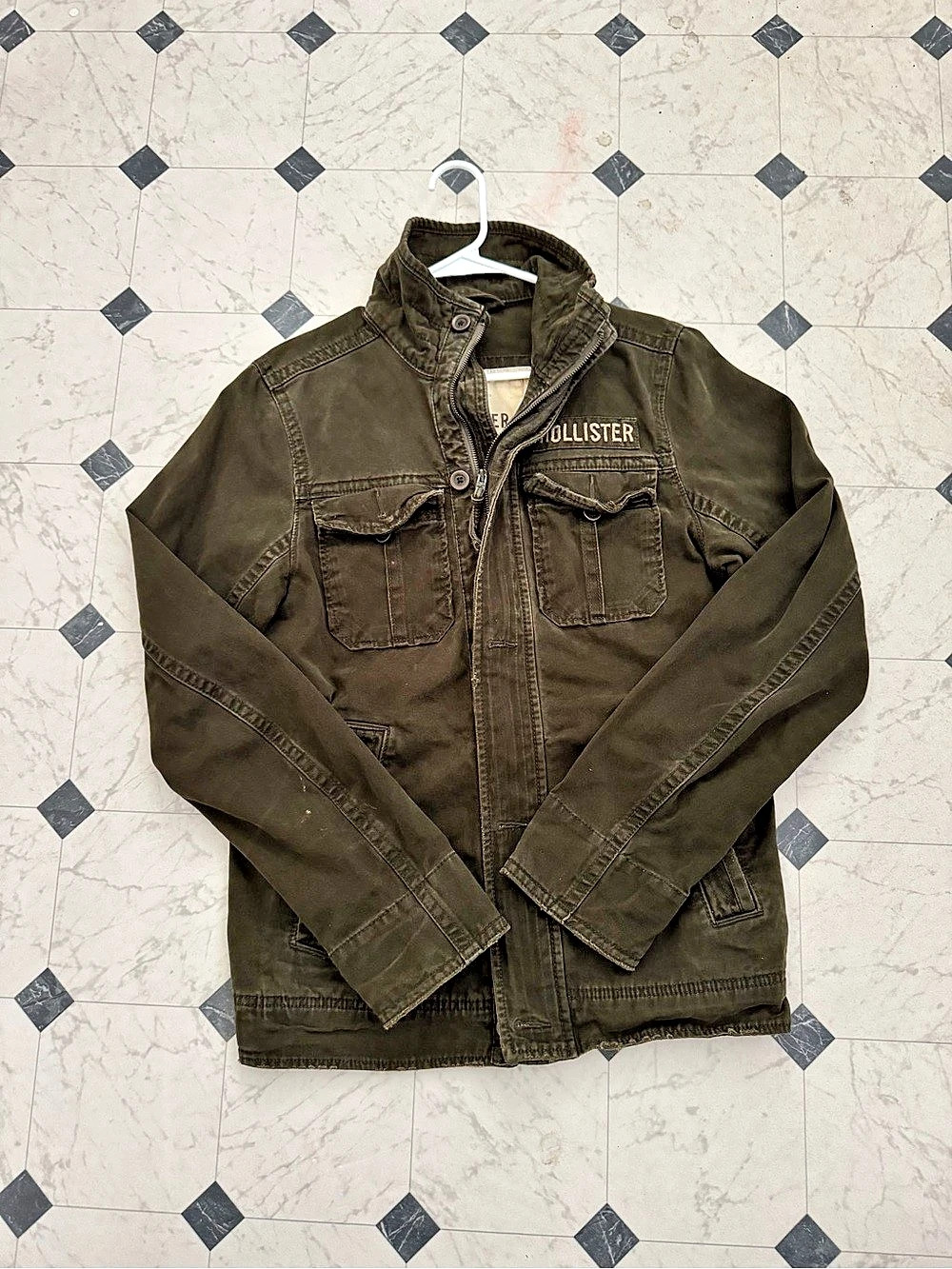 Vintage y2k Hollister Co. La Jolla olive green cotton military utility jacket